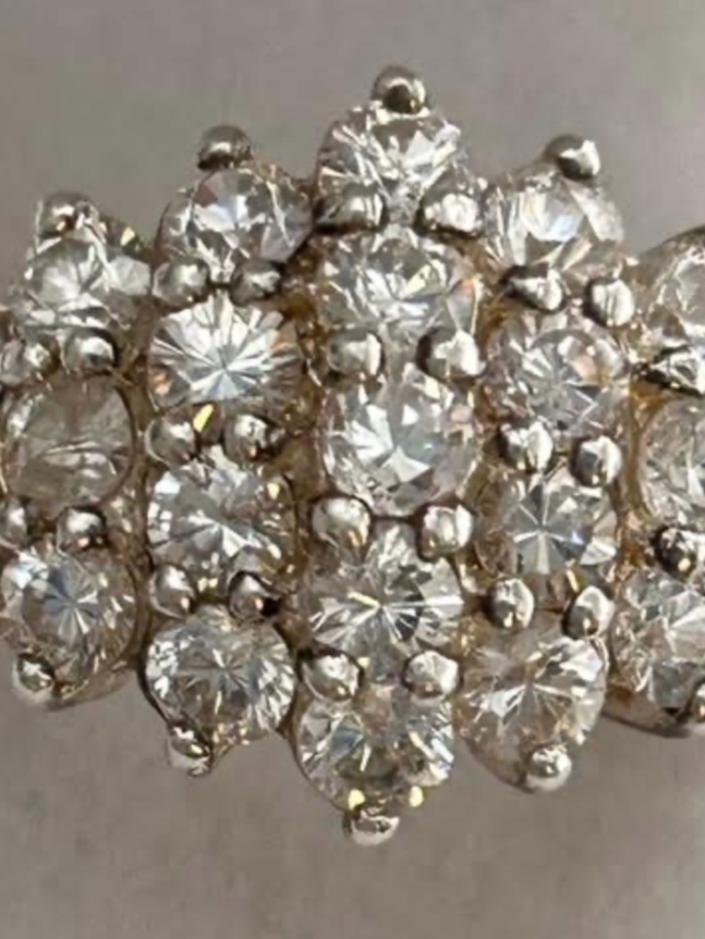 Vintage Sterling Silver F925 Tiered Rhinestone Ring Size 5 1/2